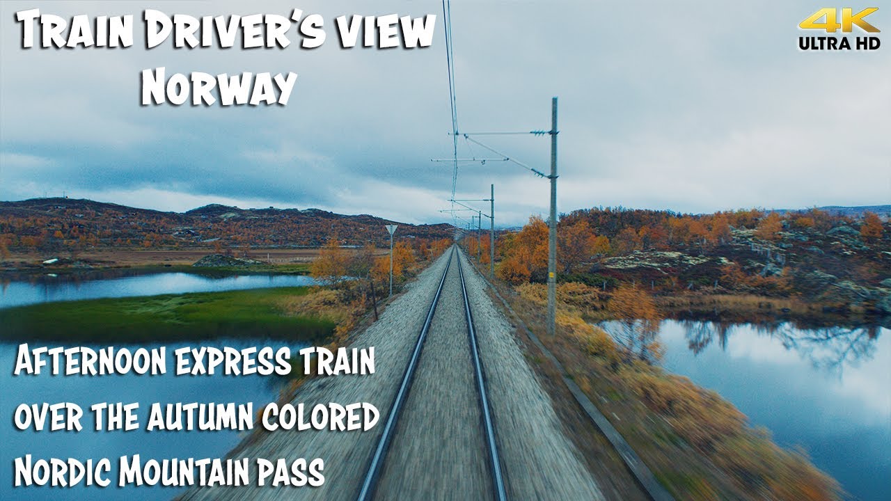 4K CABVIEW: Autumn Color Express train over the mountain pass
