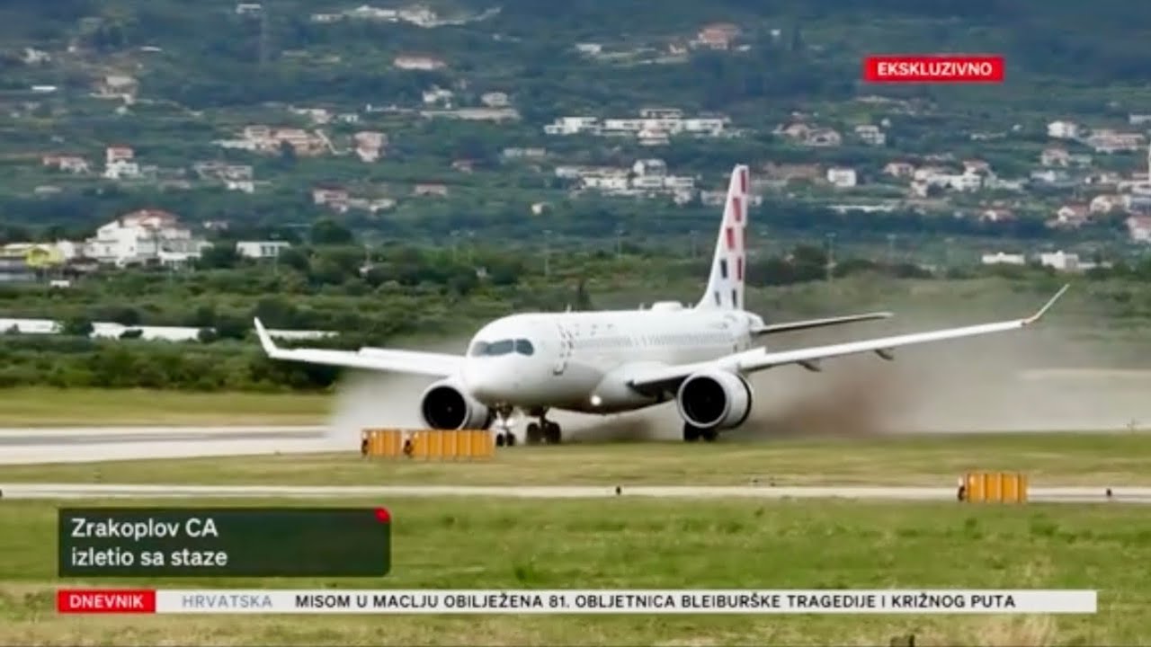 Croatia Airlines Airbus A220-300 veered off the runway🫣