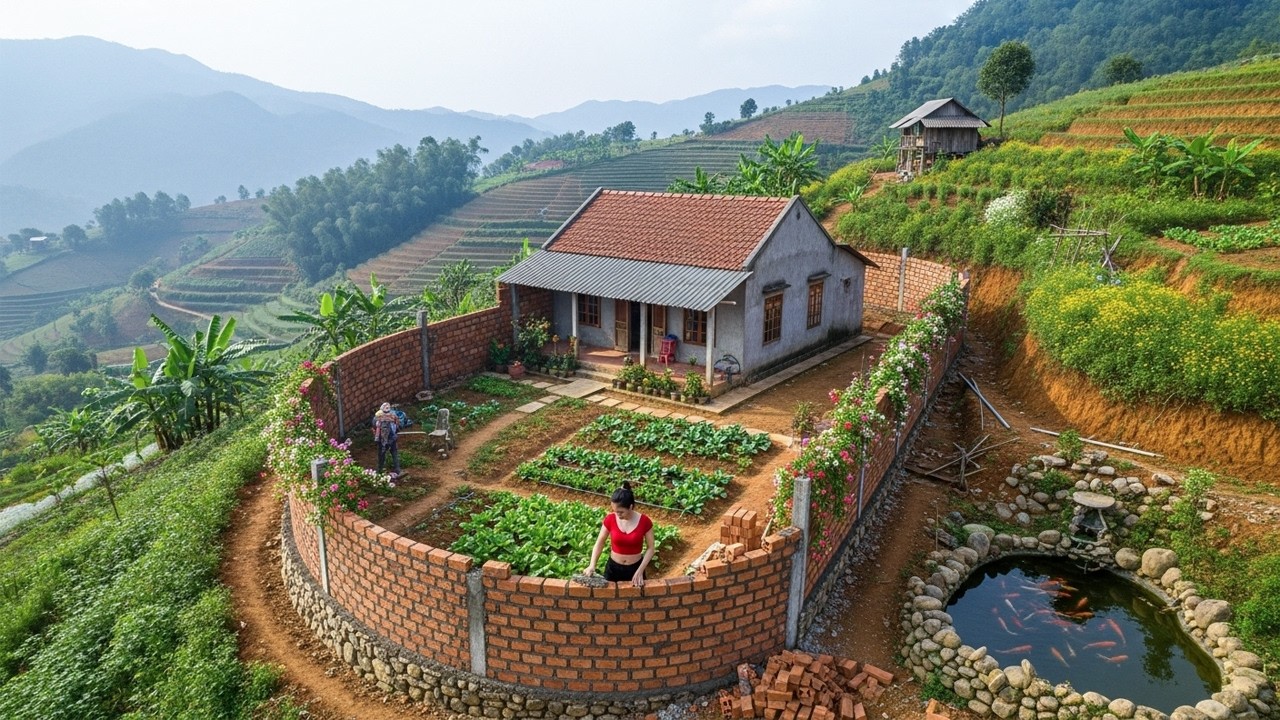 60 Days Alone in the Forest: Building a Dream House & Peaceful Stone Fence | From Start to Finish