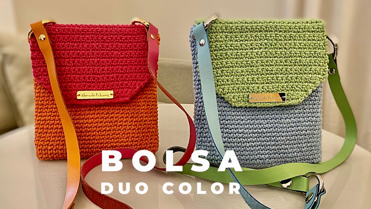 Bolsa Tiracolo em Crochê SEM COSTURA  | BOLSA DUO COLOR | Linda, útil, prática e cheia de estilo
