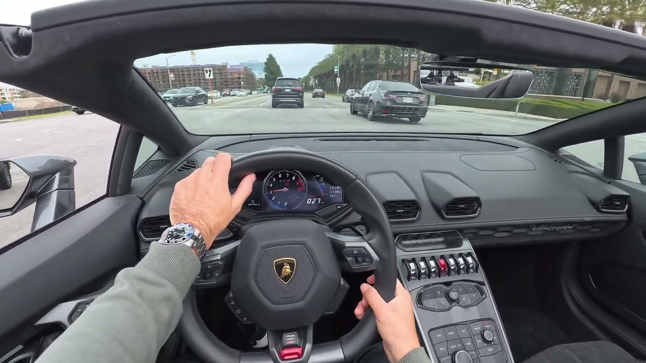 Lamborghini Huracan Spyder POV Driving | Fashion Island In Newport Beach To 405 Freeway