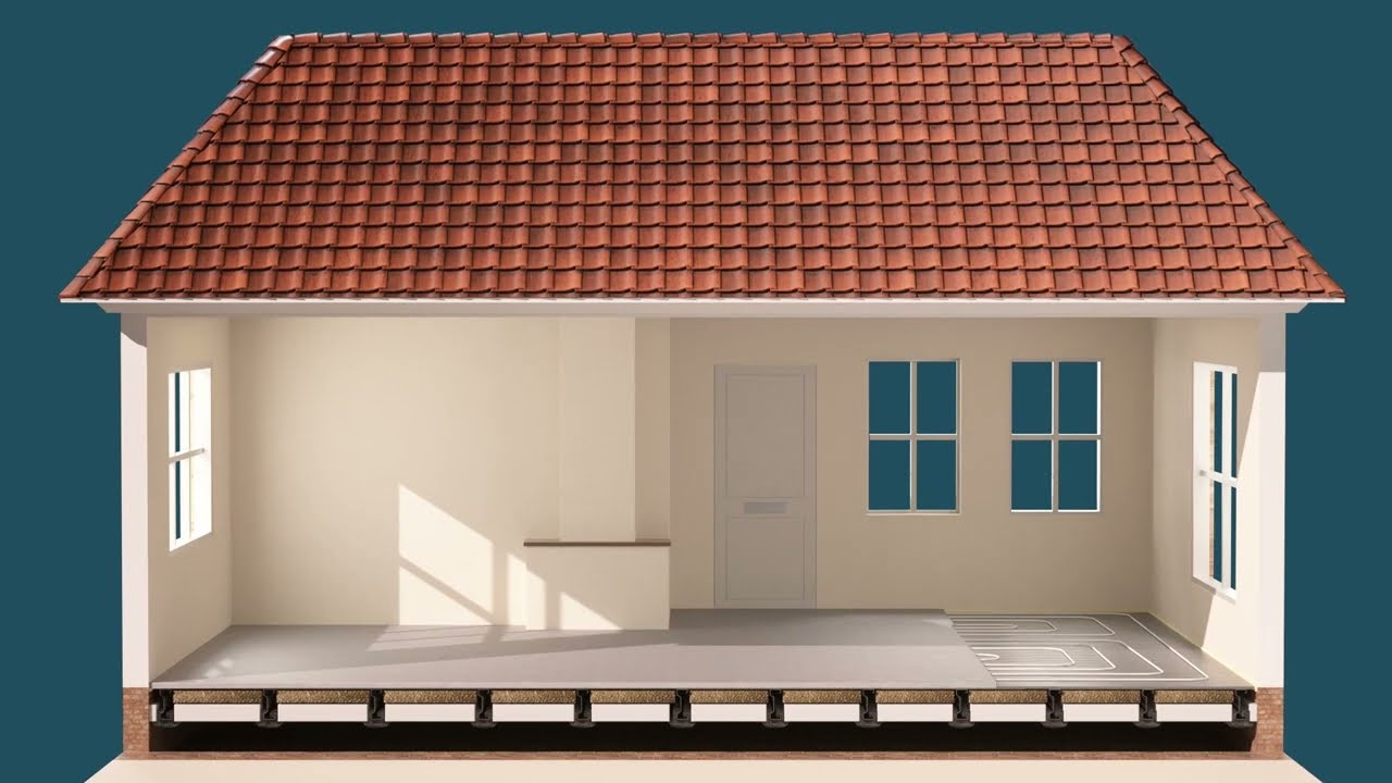 Combifor FLEX semi-dry - Floor system finished with dovetail deck including floor heating