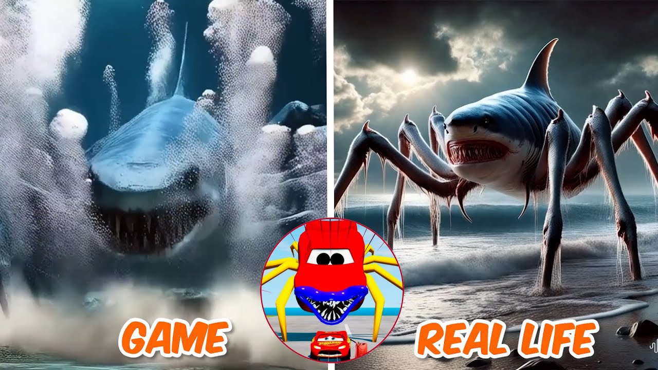 Shark Spider Monster In Real Life | All Eater Monster | Tiles Hop EDM Rush Coffin Dance Meme
