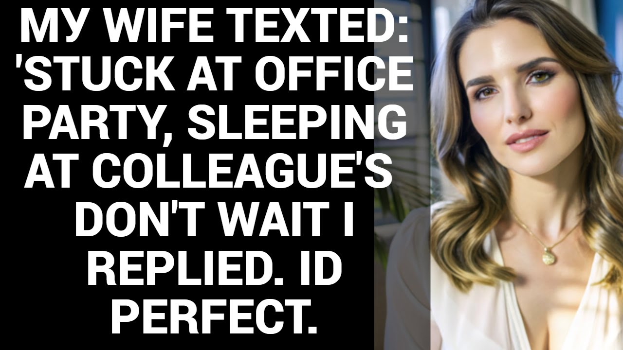 МУ WIFE TEXTED: 'STUCK AT OFFICE PARTY, SLEEPING AT COLLEAGUE'S  DON'T WAIT I REPLIED. ID PERFECT.
