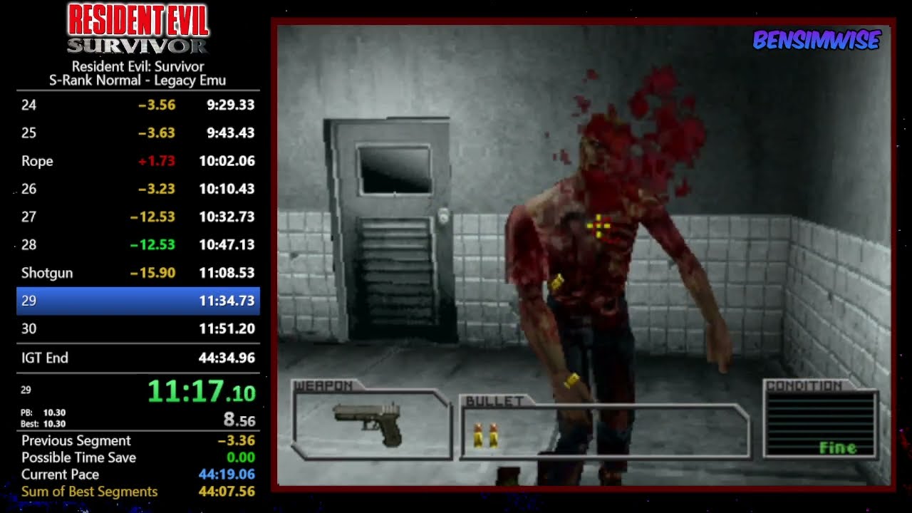 Resident Evil Survivor Speedrun S-Rank 43:22 (World Record)