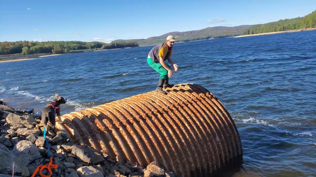 Walking Through Giant Culvert, Severe Drought At Moore Reservoir