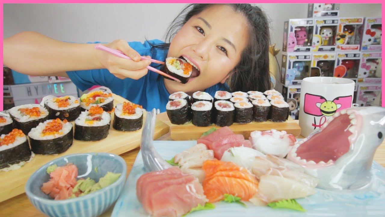 SUSHI ROLLS, SUSHI ROLLS, and SASHIMI l MUKBANG