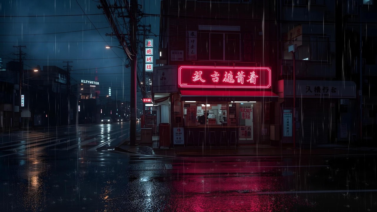 Midnight Rain in Anime City ☔ Cozy Lofi for Sleep & Calm