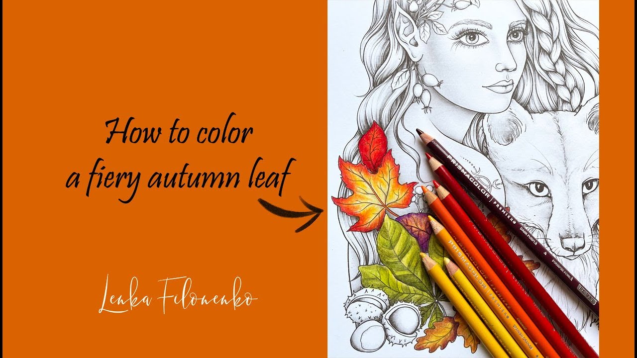 How to color a red orange autumn leaf - fast and easy