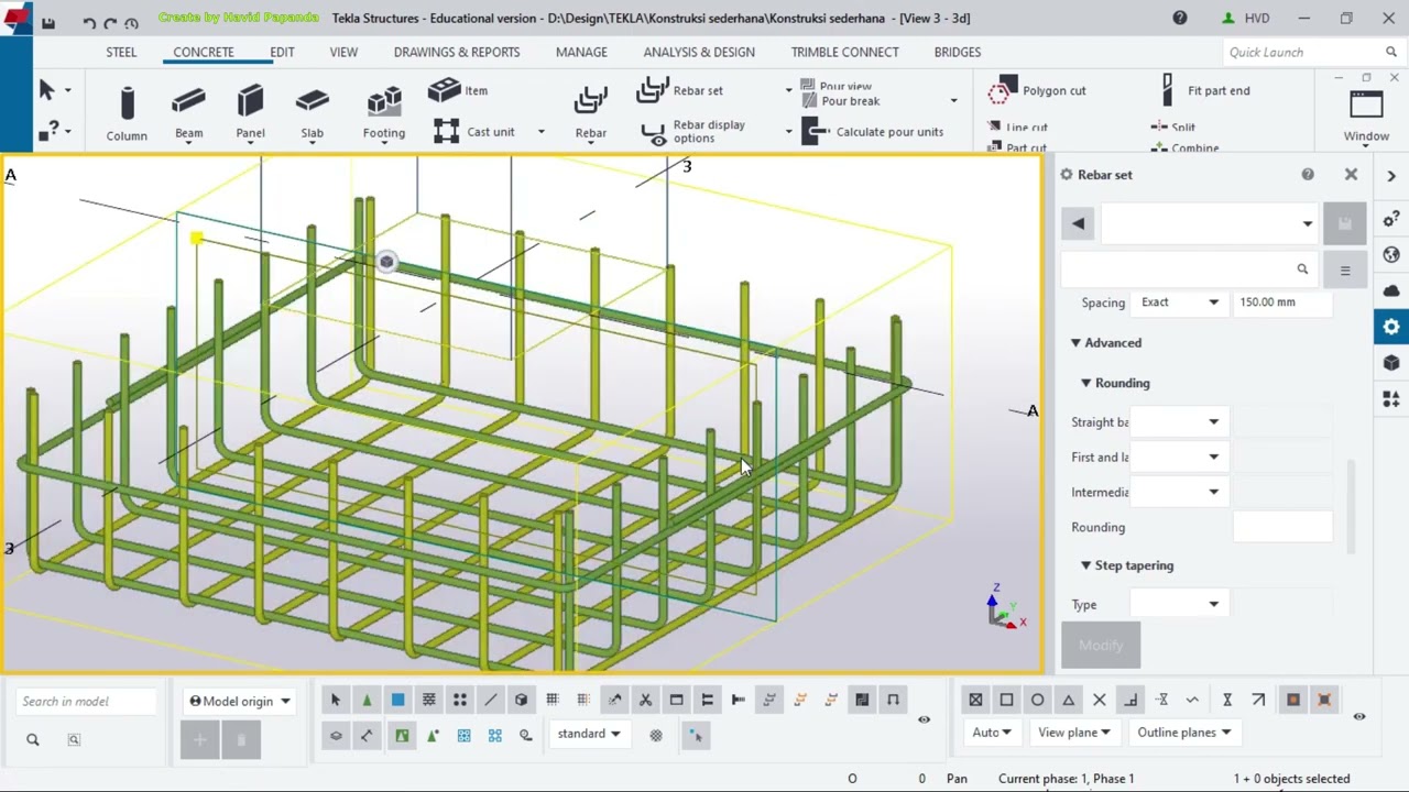 Cara membuat tulangan pondasi di tekla structure