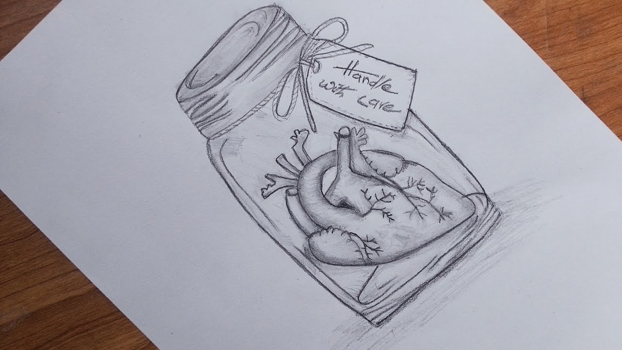 How to draw a heart ❤️ in jar 🫙||step by step easy drawing for the beginner #drawing #viral #hreat