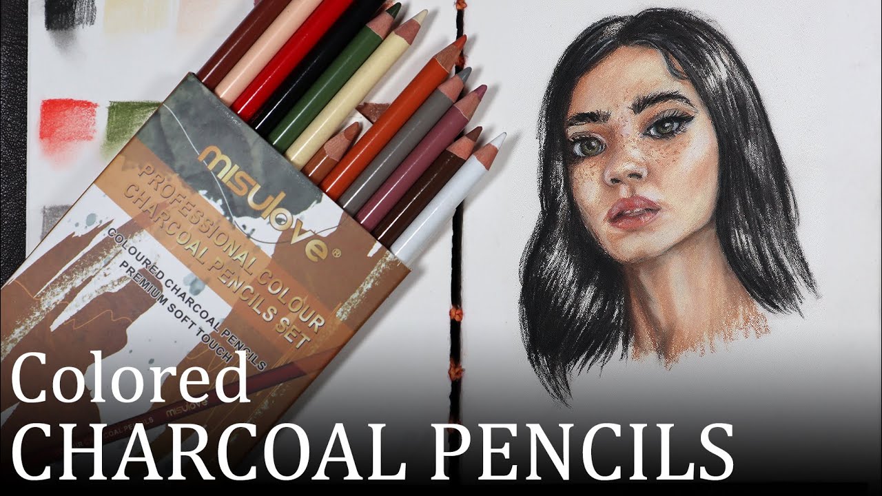 Trying out the MISULOVE colored charcoal pencils set // Portrait drawing demos