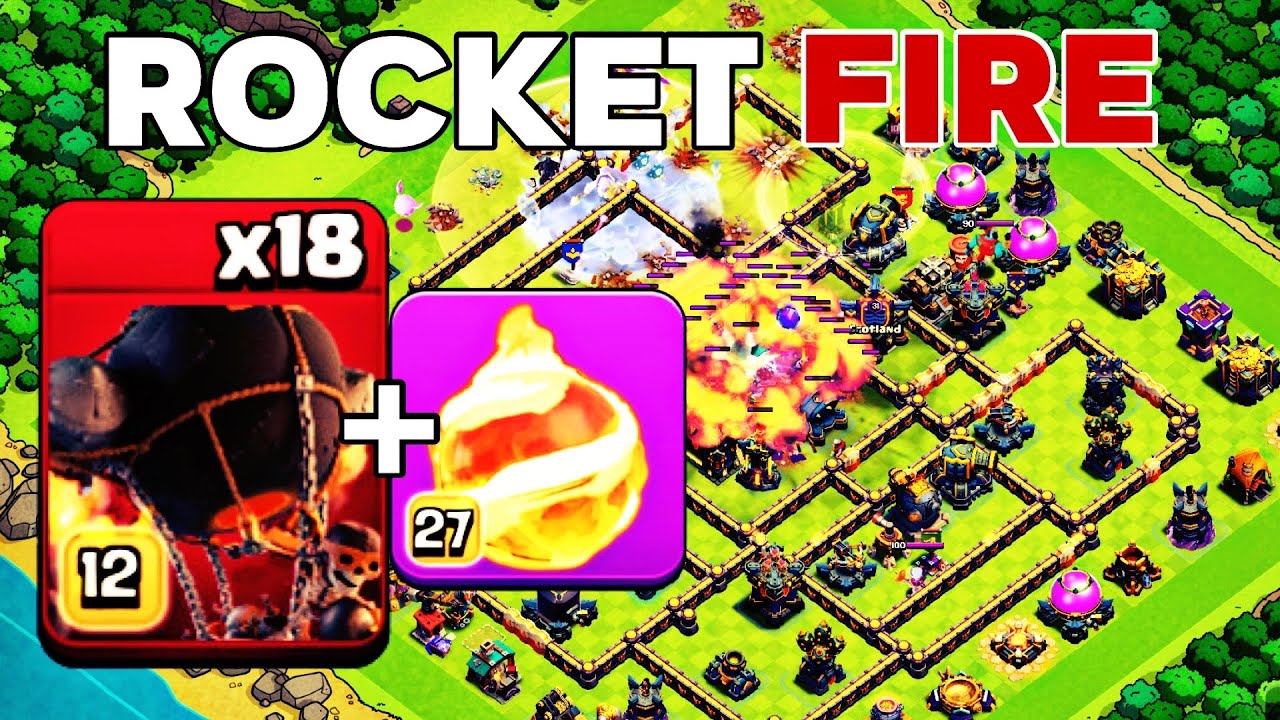 Ultimate TH17 Power: Warden Fireball + Rocket Balloon Destroy Legend League!