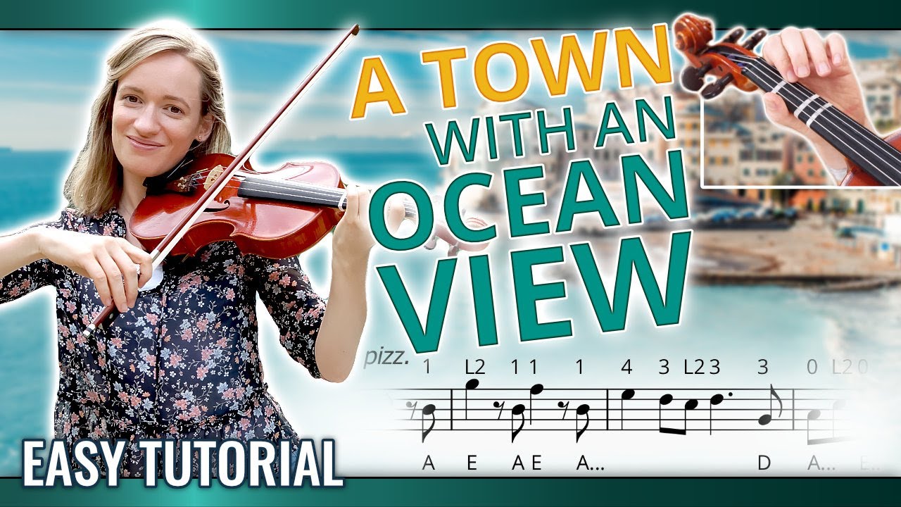 How to Play A Town With An Ocean View - Kiki Delivery Service | Beginner Violin Tutorial Sheet Music