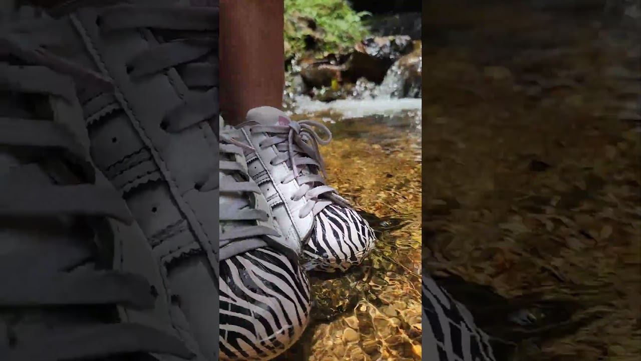 Adidas Superstar wet in waterfall