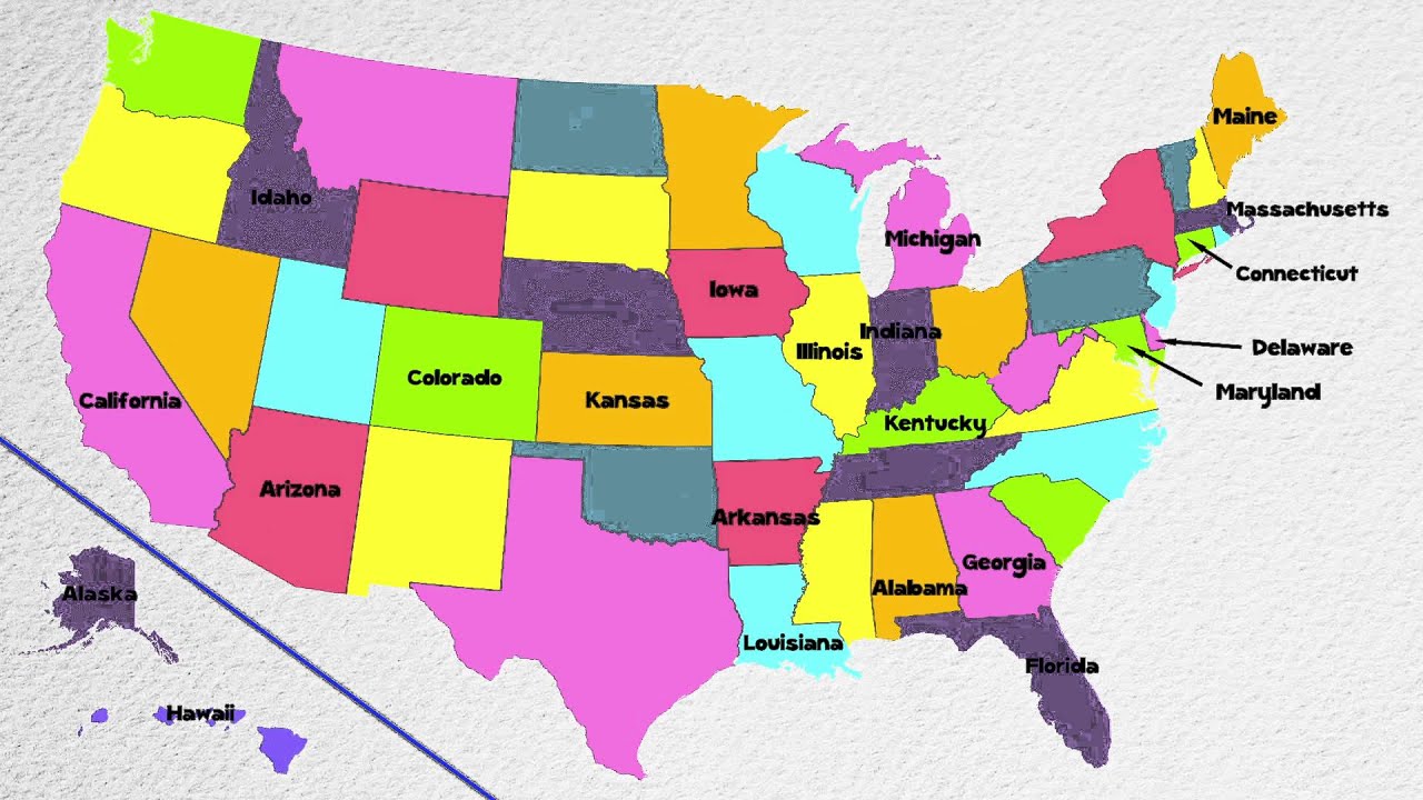 50 states of the United States of America- Names and Location!