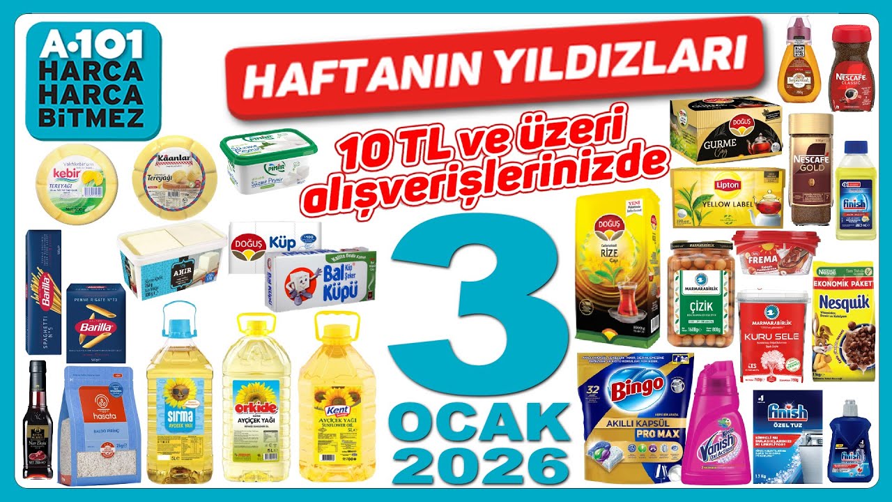 A101 3 OCAK 2026 | TEMİZLİK GIDA İNDİRİMLERİ | A101 KAMPANYA İNDİRİM | A101 10 LİRA &Uuml;ZERİ İNDİRİMLER