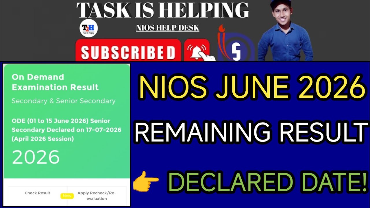 NIOS June 2026 Remaining Result OUT! 🔴 Check Status Now | Task Is Helping NIOS