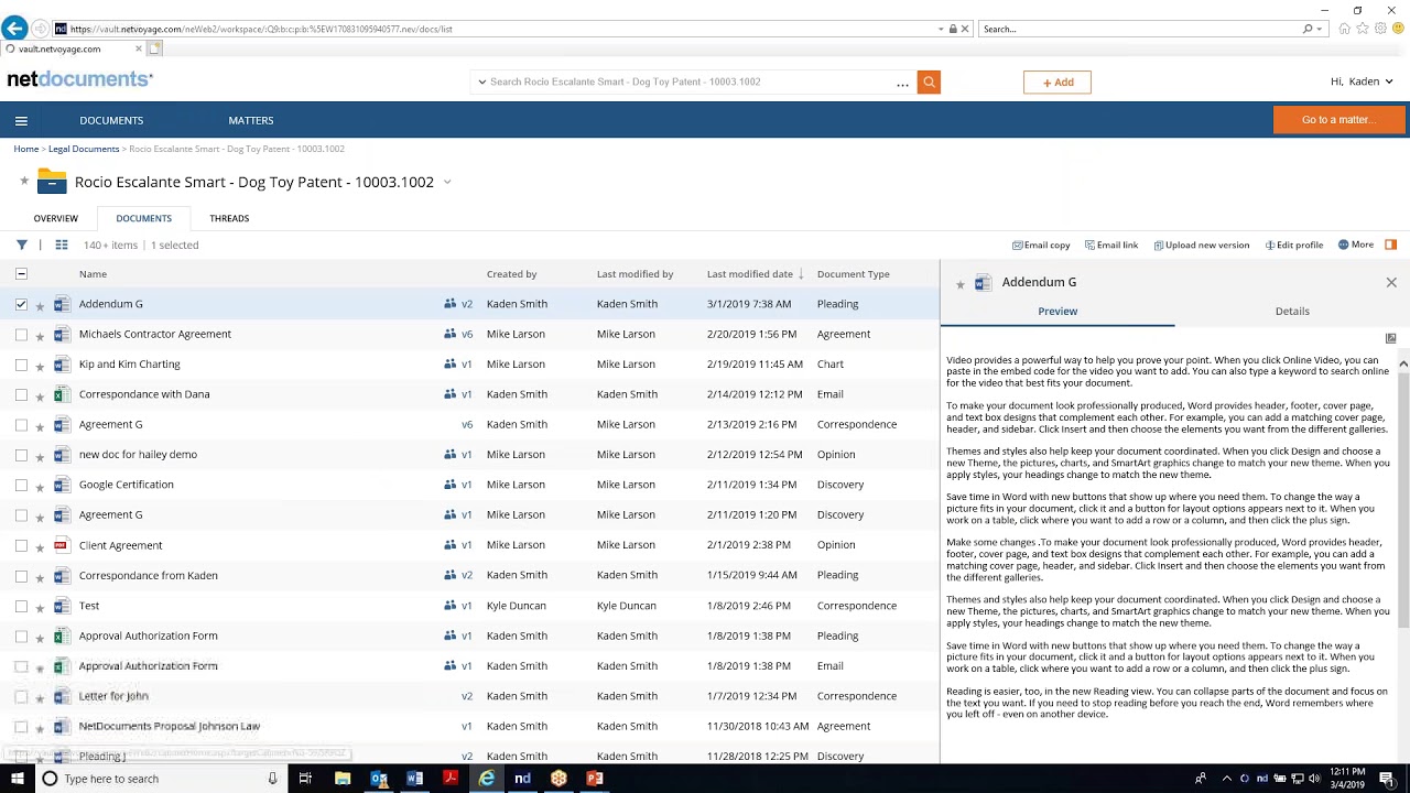 Quick NetDocuments Demo Overview