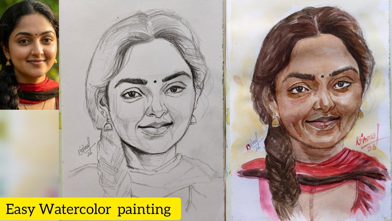 How to Draw a beautiful woman portrait with watercolor