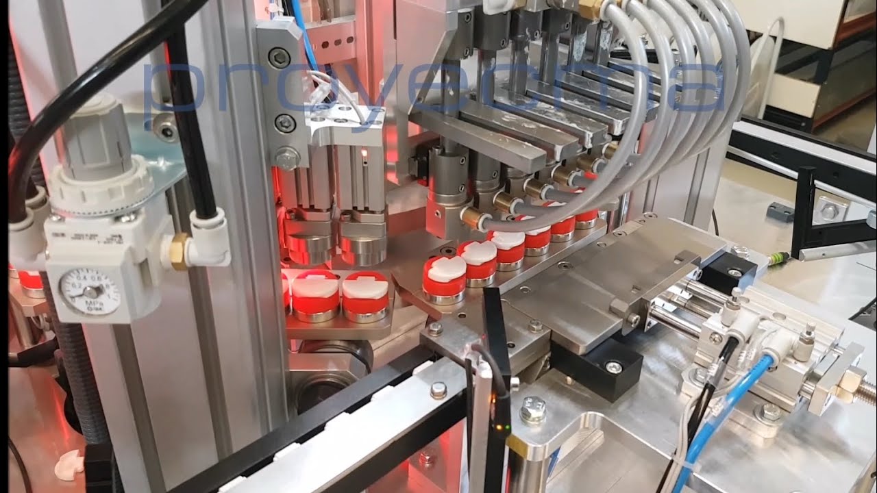 Disc-top cap indexed machine for the  assembling and inspection with vision system