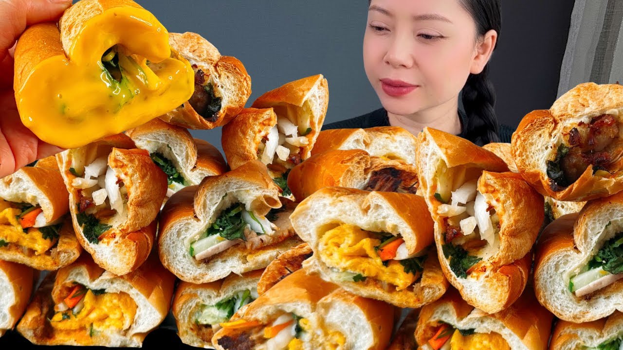ASMR MUKBANG BANH MI VIETNAMESE SANDWICH | COOKING & EATING SOUNDS