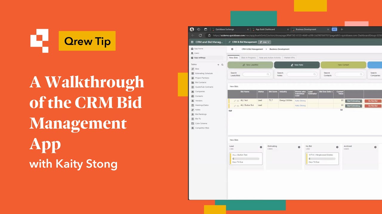 A Walk through of the CRM Bid Management App | Qrew Tip