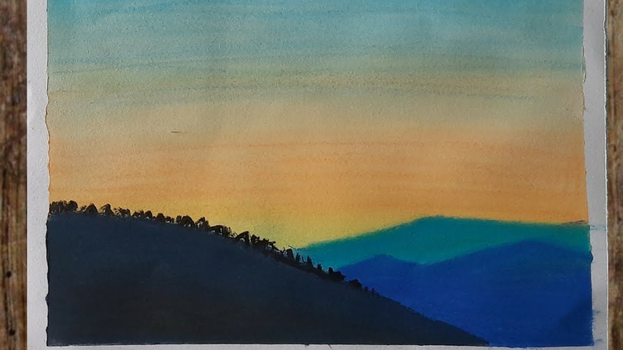 How to paint mountain with soft pastel colors, timelapse