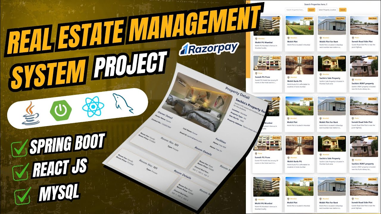 Real Estate Management System Project | Spring Boot, React JS, MySQL | Full Stack Final Year Project
