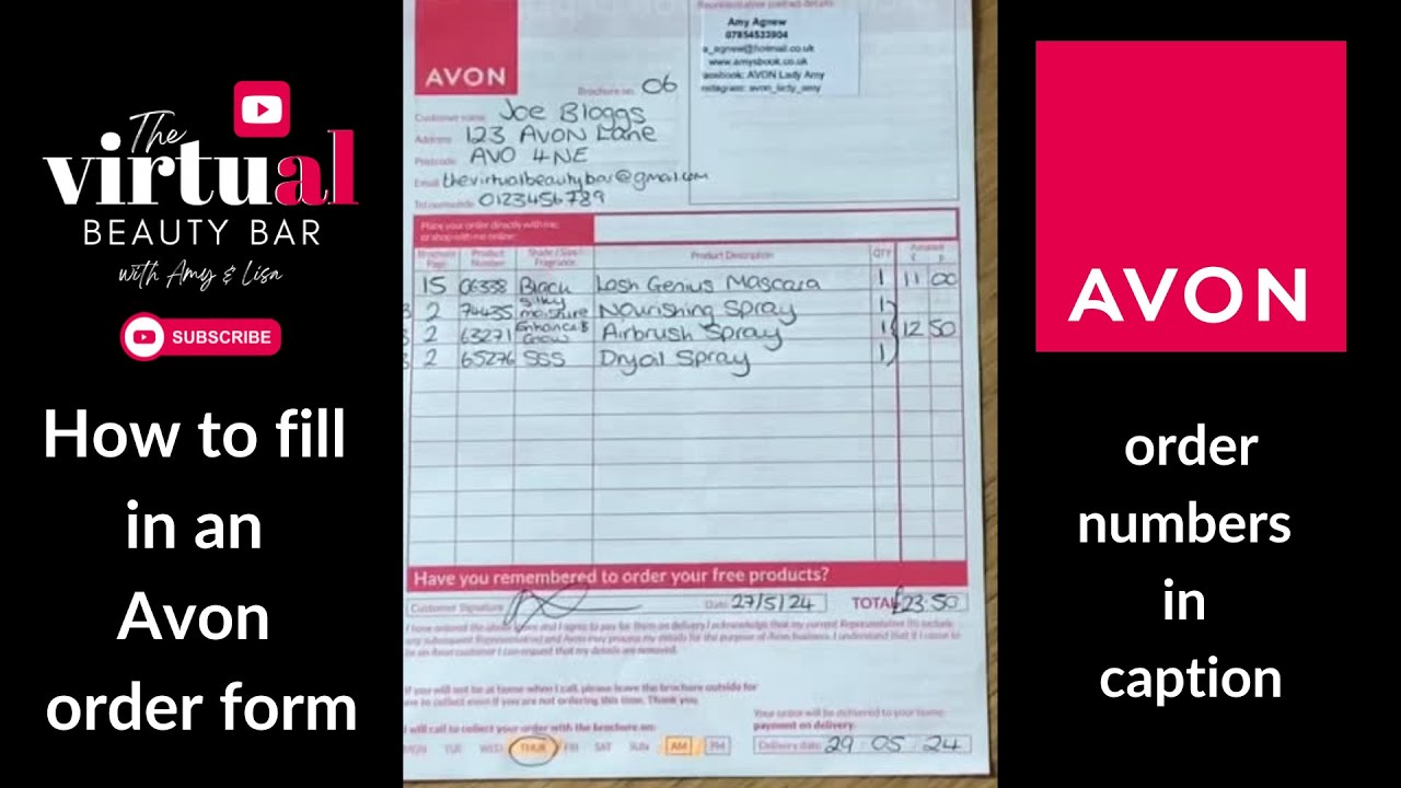 How to fill in an Avon order form - A Tutorial