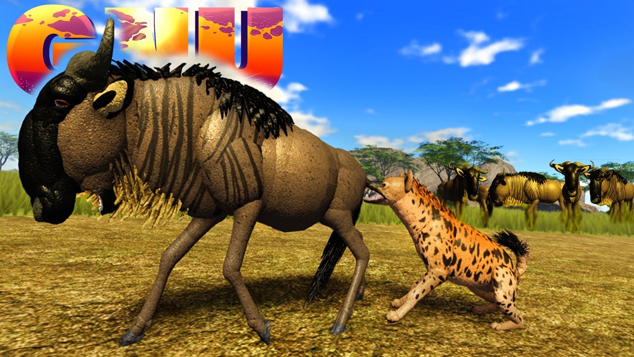 Hiena Caçadora, Hiena Lutando com Gnu ADULTO!!! | Wild Savannah Gameplay 72