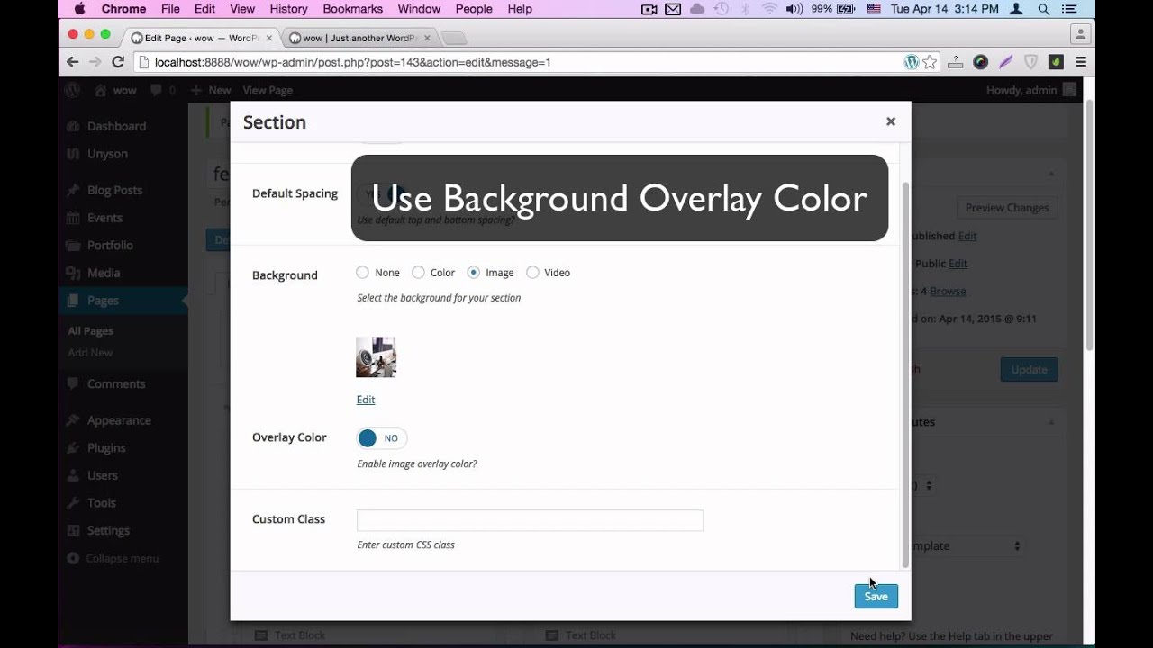 WOW WP: Use Visual page builder with Section and column shortcode in one page