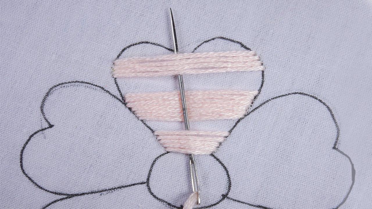 hand embroidery super easy heart shape petal color layering beautiful flower design