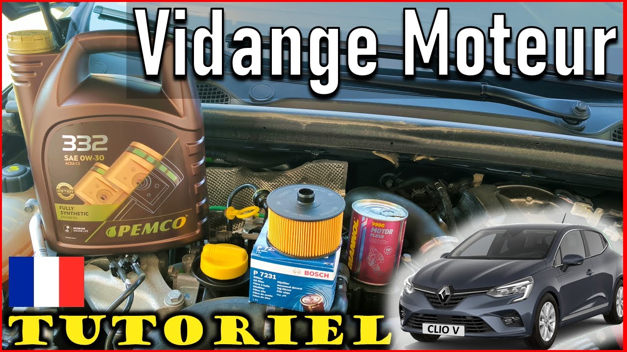 🇲🇫 Renault Clio 5  - Vidange huile moteur et changement filtre - TCe 100 - Tutoriel