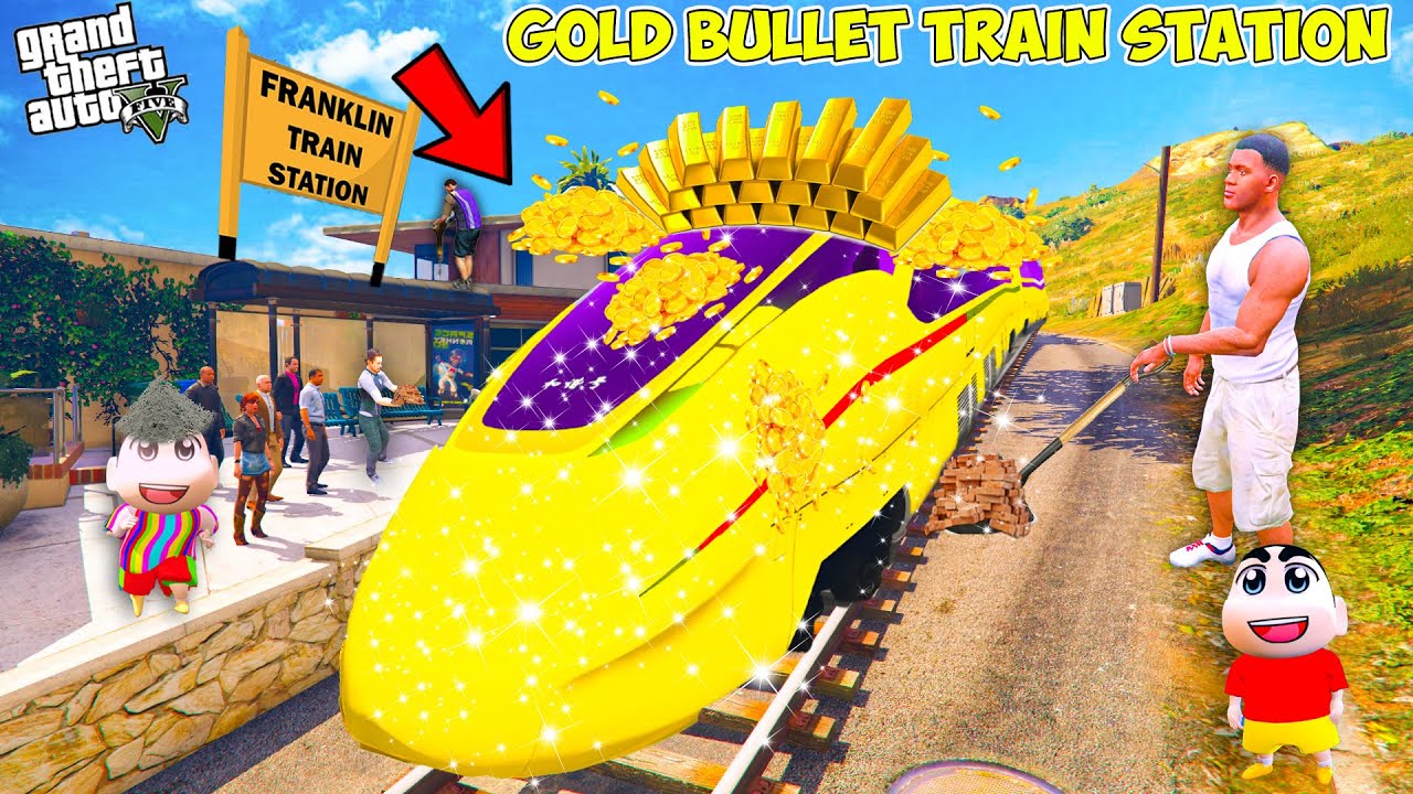 Franklin Made An Gold Bullet Train Station In Front Of His House.. | GTA 5 AVENGERS