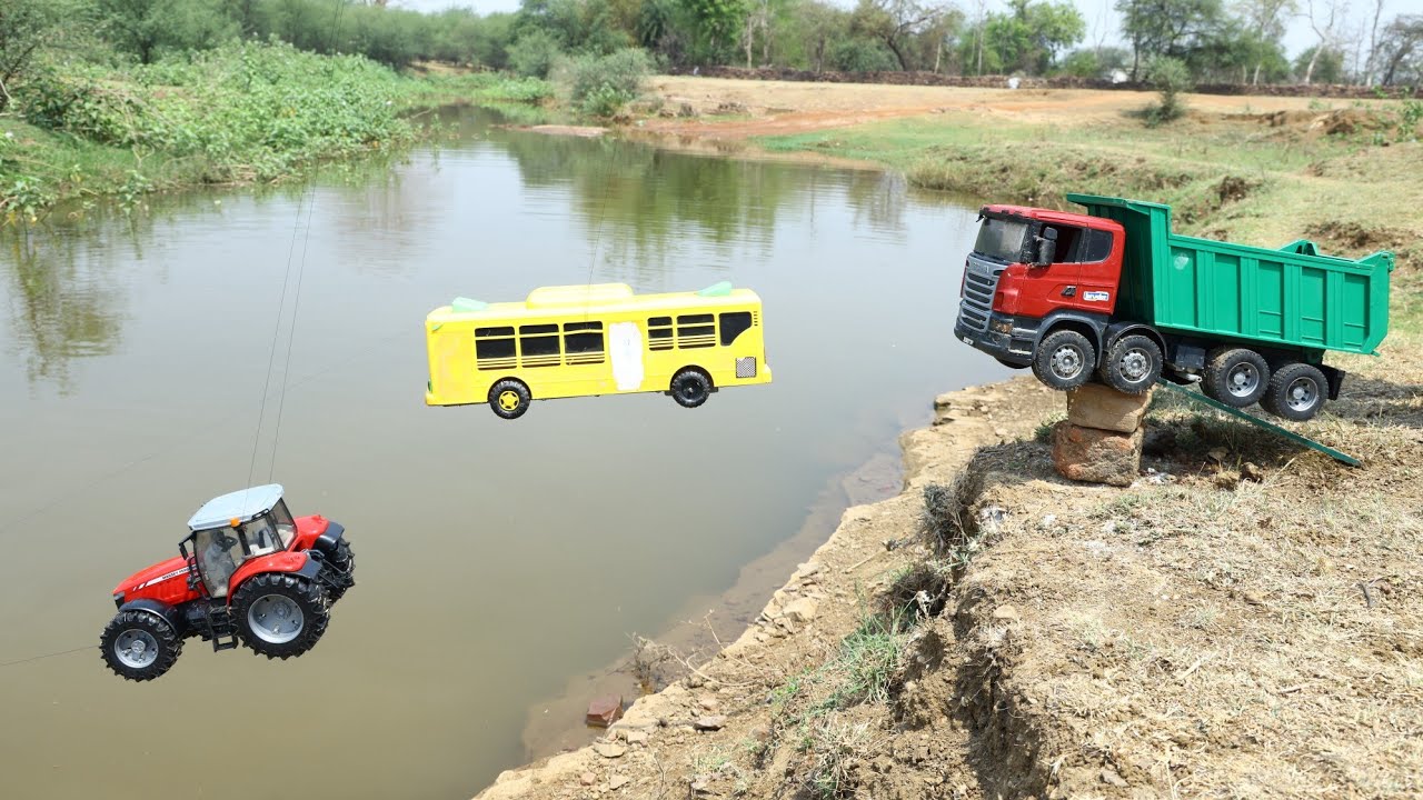 Jump River- JCB | HMT Tractor | Massey 7624 Tractor | Dump Truck | Tata Hyva | Dumper | CS kids Toy