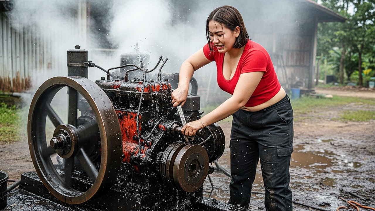 The Girl Spent 7 Days Restoring a Severely Damaged Diesel Engine – Can It Run Again?