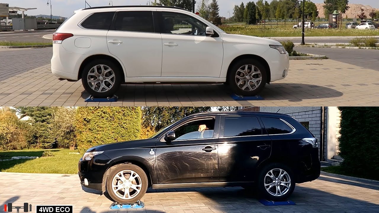 SLIP TEST - Hybrid vs Petrol - Mitsubishi Outlander PHEV vs Outlander AWC - @4x4.tests.on.rollers