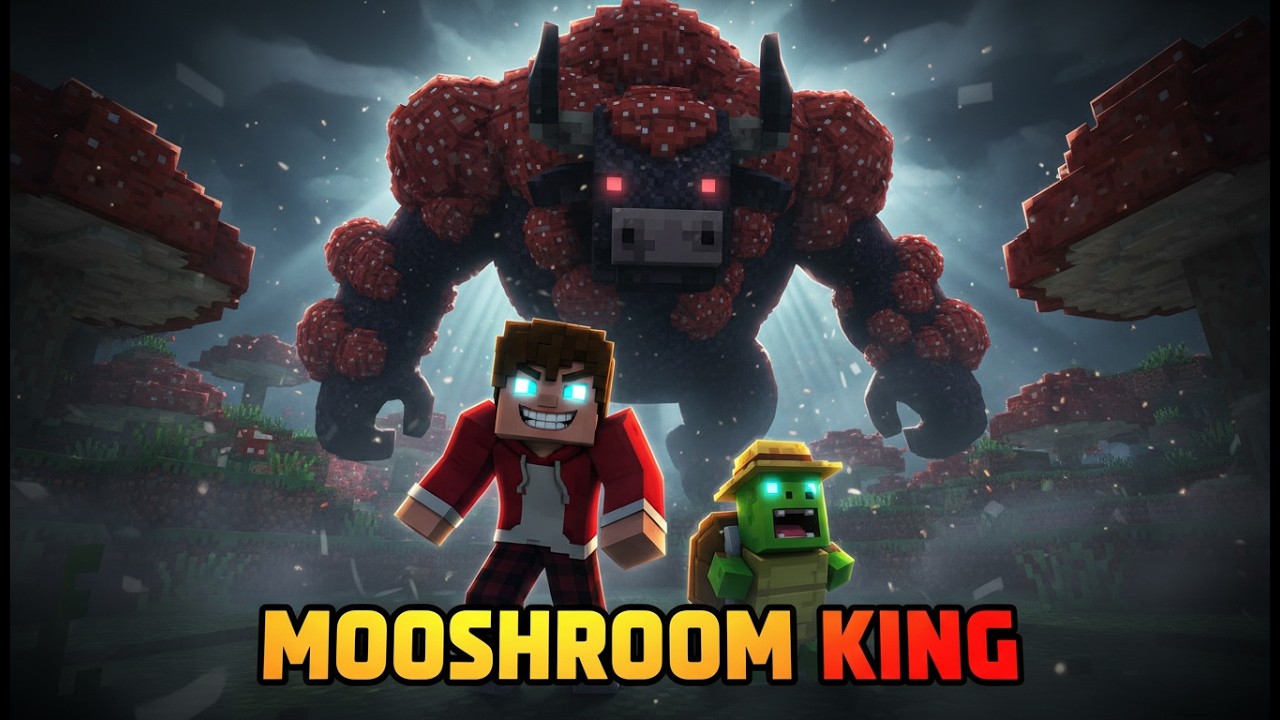 Surviving ONE LIFE Mushroom Fields MOOSHROOM KING Boss Fight!