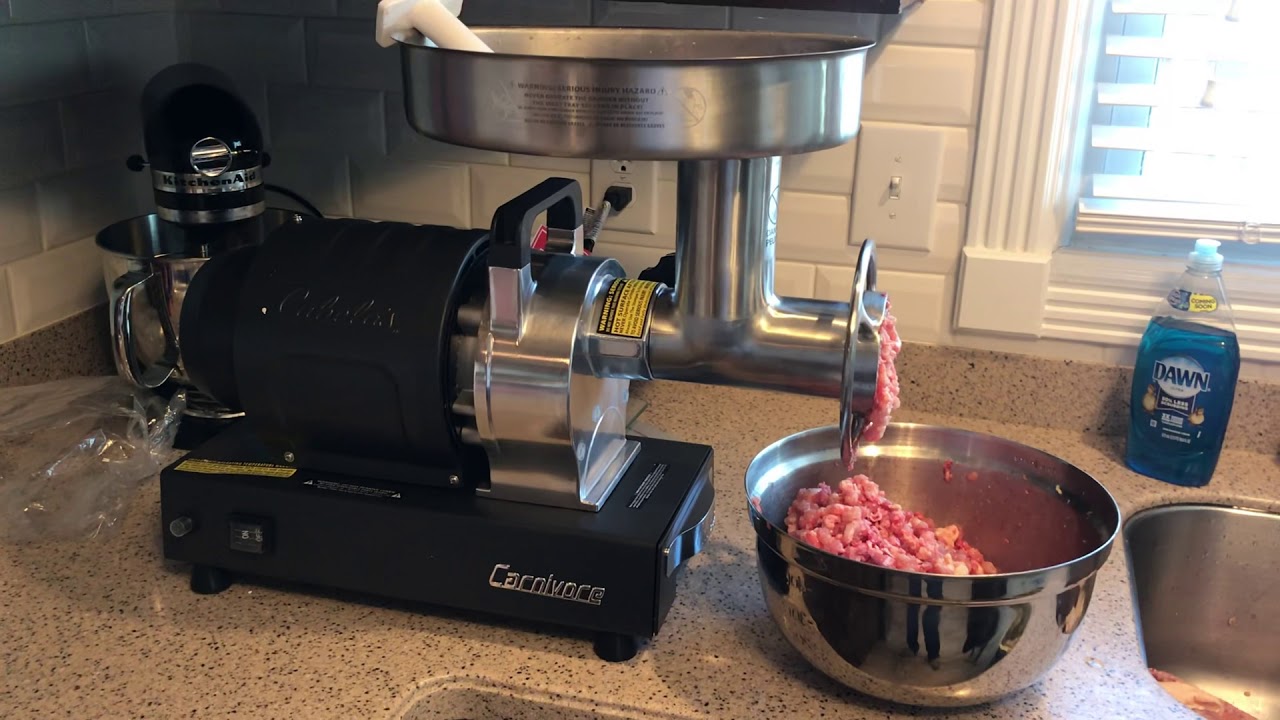 Cabelas carnivore meat grinder chicken quarters for raw dog food diet