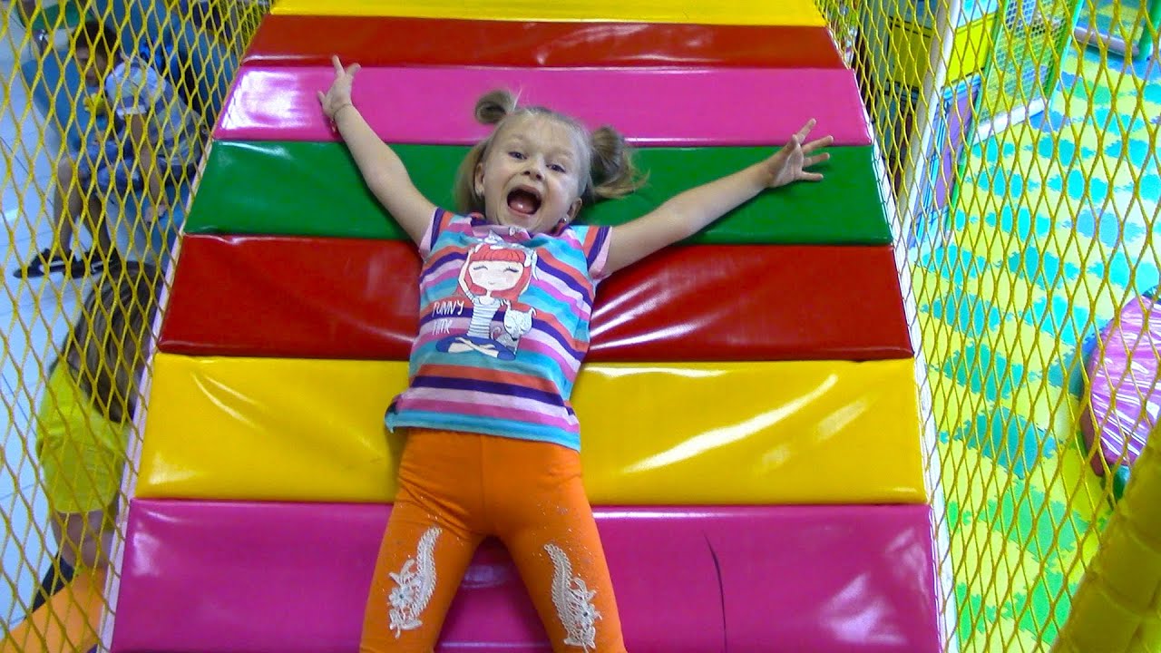 Little Girl plays in the pool with colored balls | Kids Indoor Games