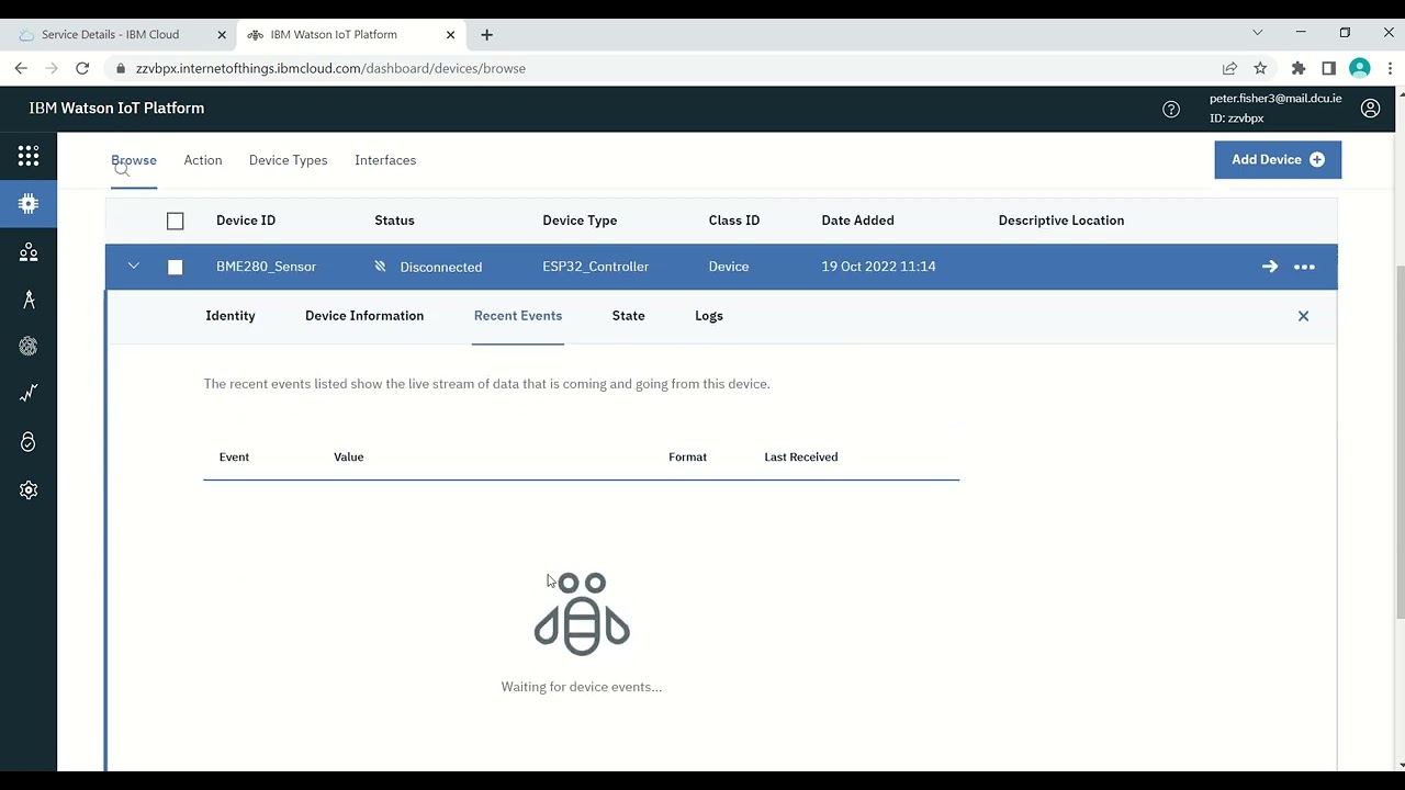 IoT Project - Sending Sensor Readings from ESP32 to IBM Cloud/Watson