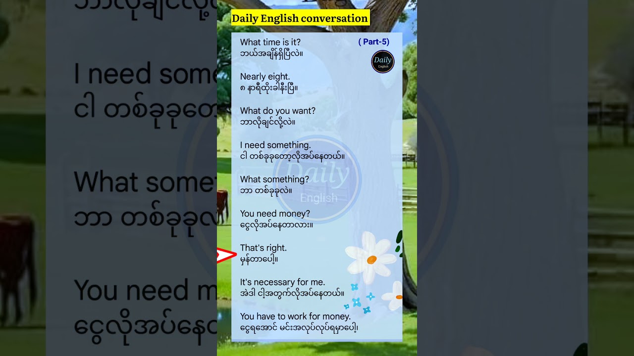Ежедневные разговоры на английском #english #learnenglish #englishmyanmar