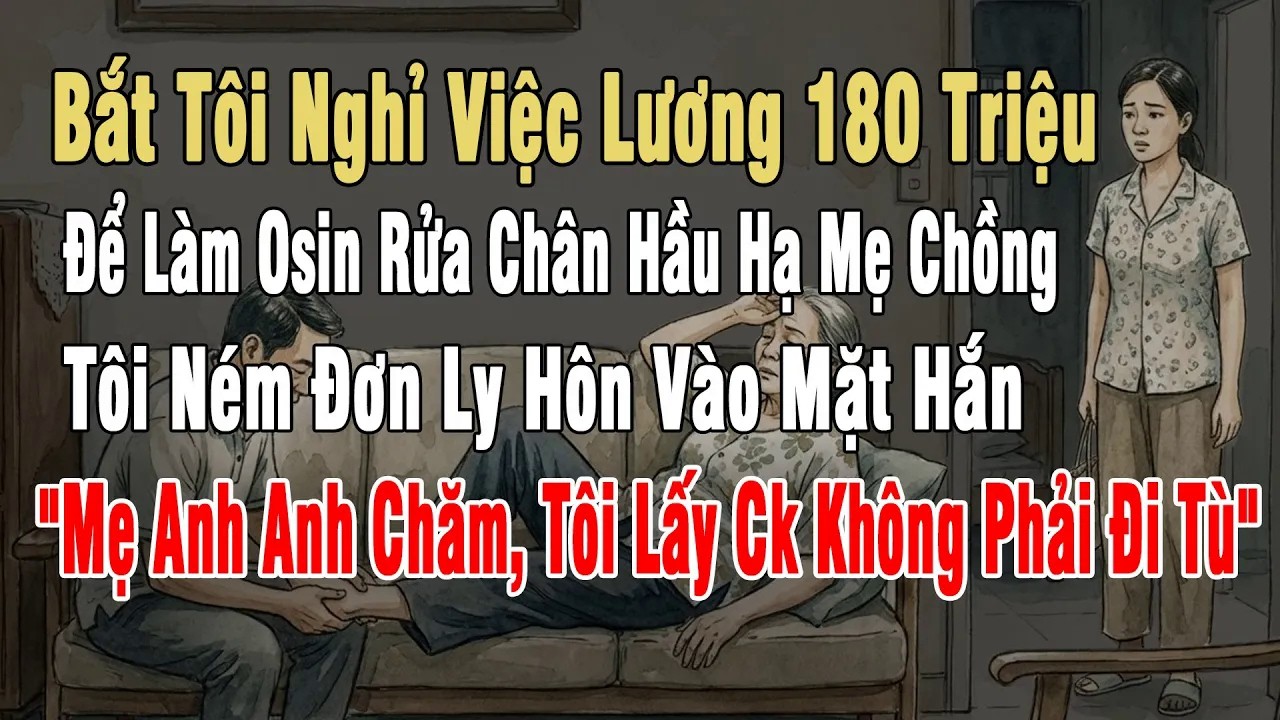 Bắt Tôi Nghỉ Việc Lương 180 Triệu Làm Osin Rửa Chân Hầu Hạ Cho Mẹ Chồng, Tôi Ném Đơn Ly Hôn
