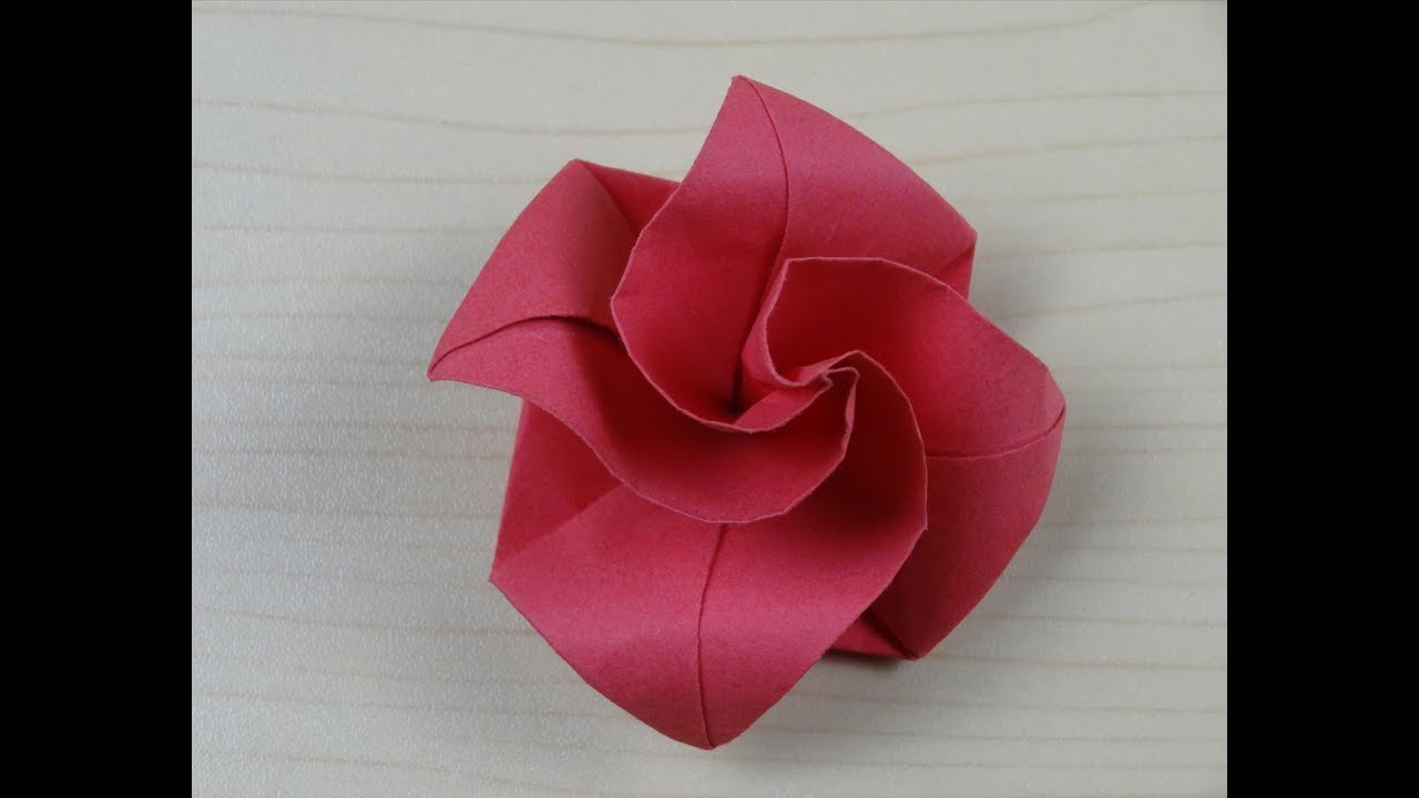 简单的折纸让一张纸折出的玫瑰花🌹很完美