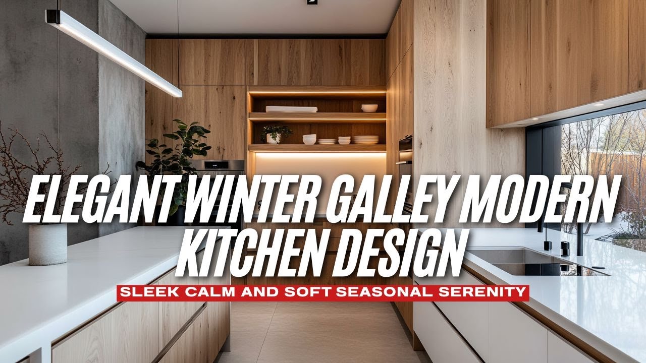 Elegant Winter Galley Modern Kitchen Design Sleek Calm and Soft Seasonal Serenity