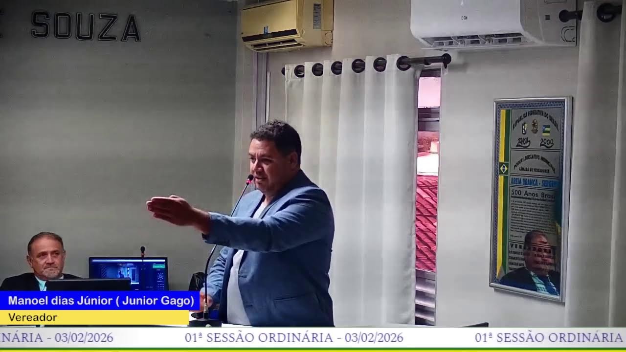 TRANSMISSÃO AO VIVO DA 1° SESSÃO DA CÂMARA MUNICIPAL DE AREIA BRANCA (TERÇA-FEIRA) 03/02/2026