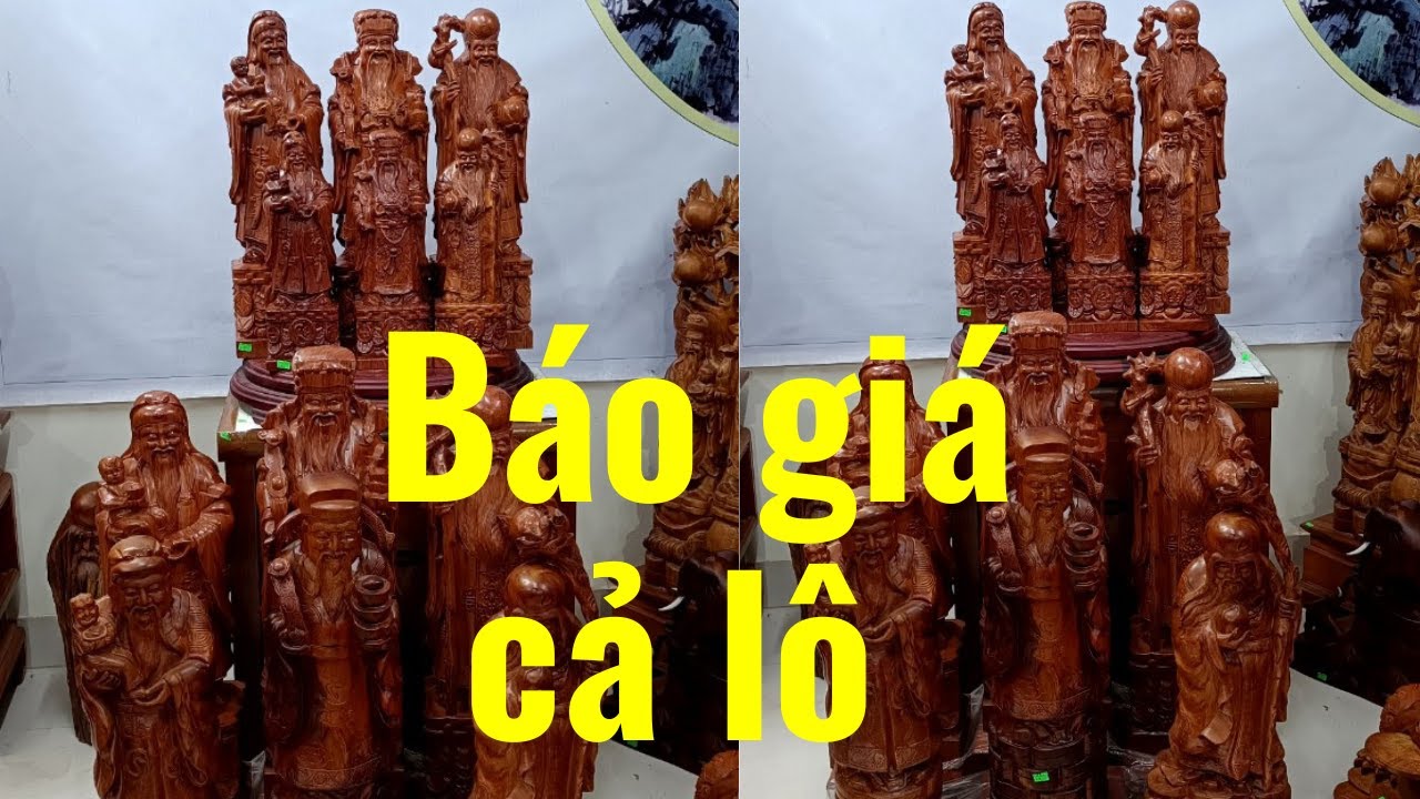 Báo giá cả lô tượng tam đa Phúc Lộc Thọ gỗ hương liền khối.