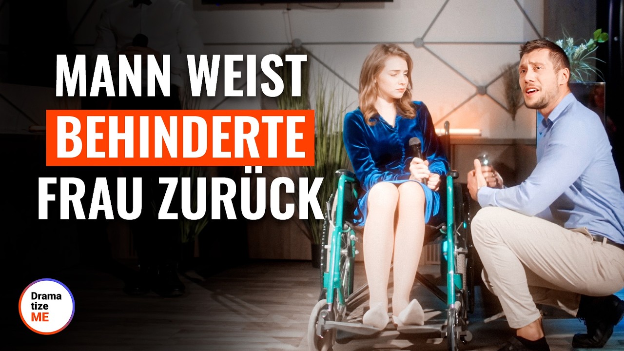 MANN WEIST BEHINDERTE FRAU ZURÜCK