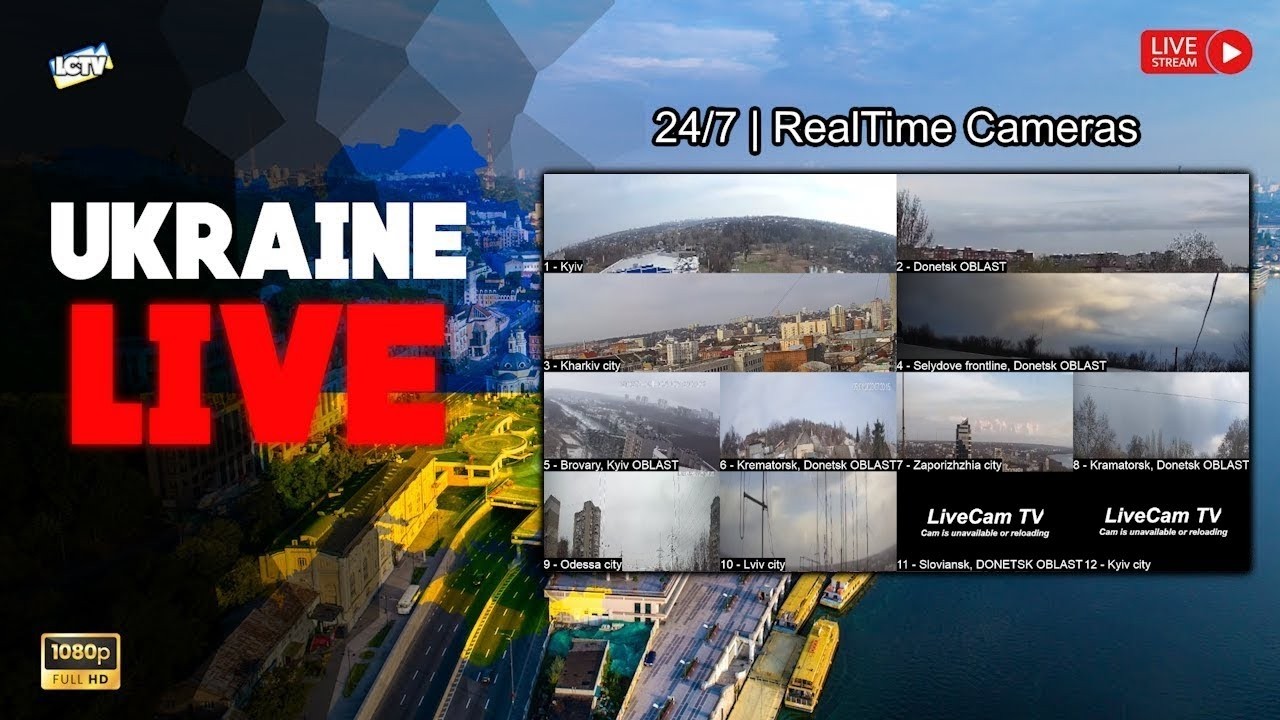 Ukraine Live: Real-Time Cameras from Kyiv, Kharkiv, Donetsk, and more...